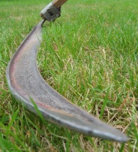 A scythe is the ultimate tool for the pollution-aware gardener, and using one won’t breach the peace...
