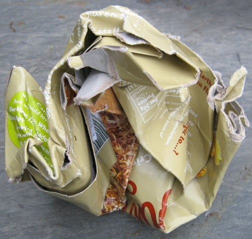 Compost worms love to slide around inside scrunched-up cereal packets. 