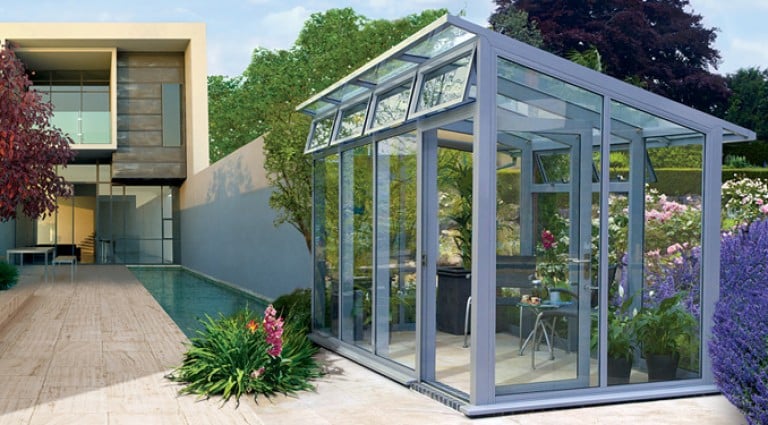 A Grey Contemporary Greenhouse by Hartley Botanic